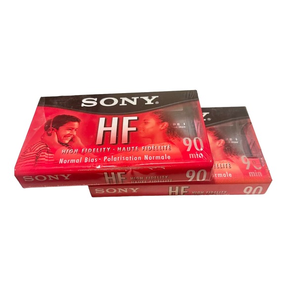 Set of 2 Sony HF 90 Type 1 Normal Bias Audio Cassette Tape New Sealed - Picture 2 of 4
